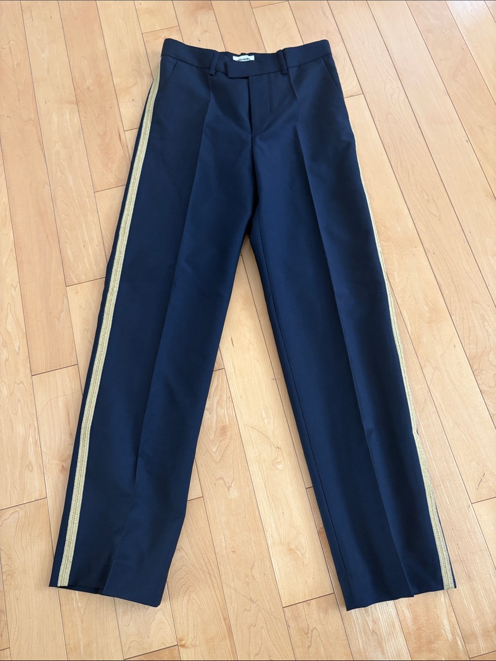 Zadig & Voltaire Navy Tux-Style Pants with Gold Side Stripe
